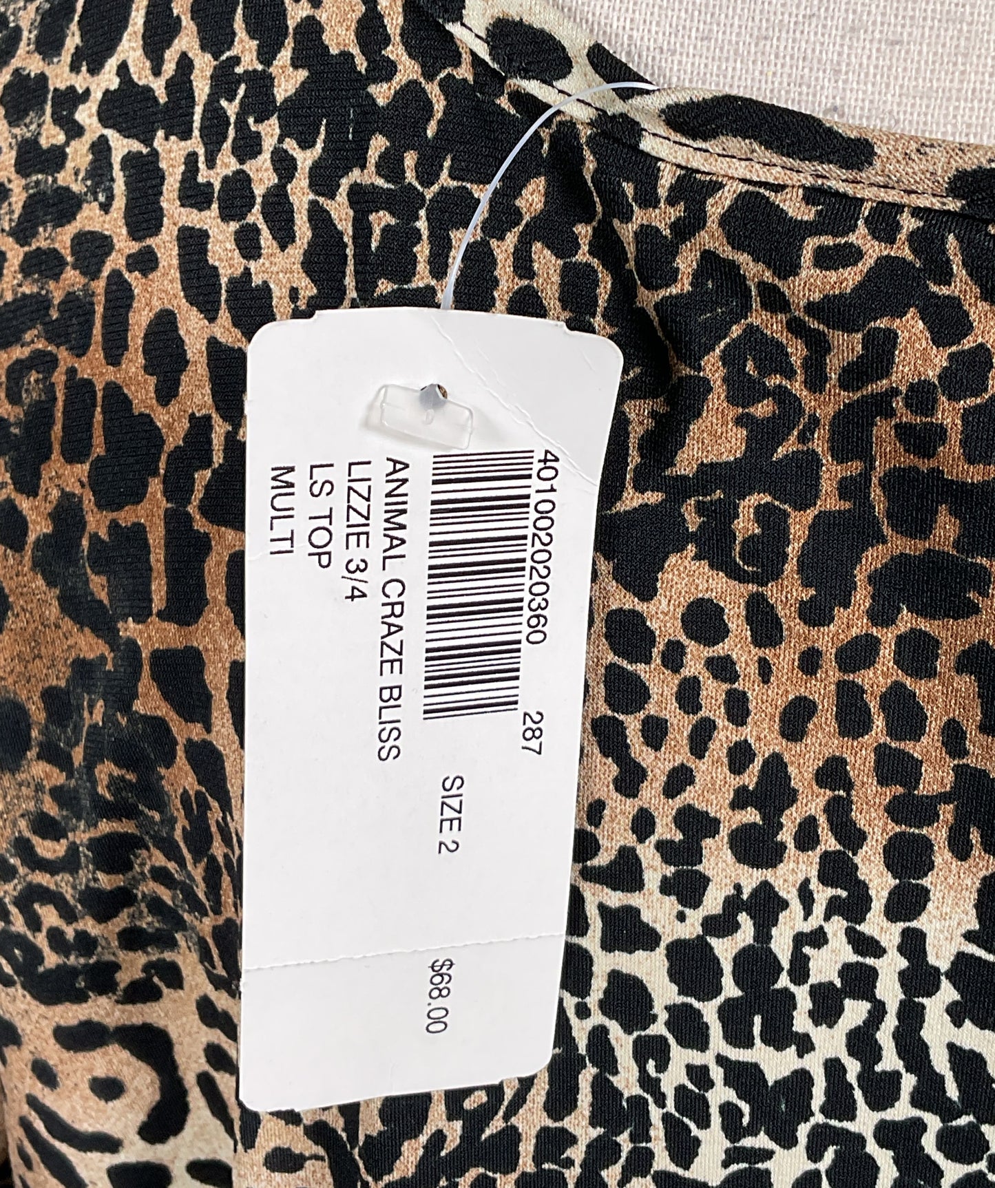 Chico's Lizzie 3/4 Sleeve Top Animal Craze Bliss 2