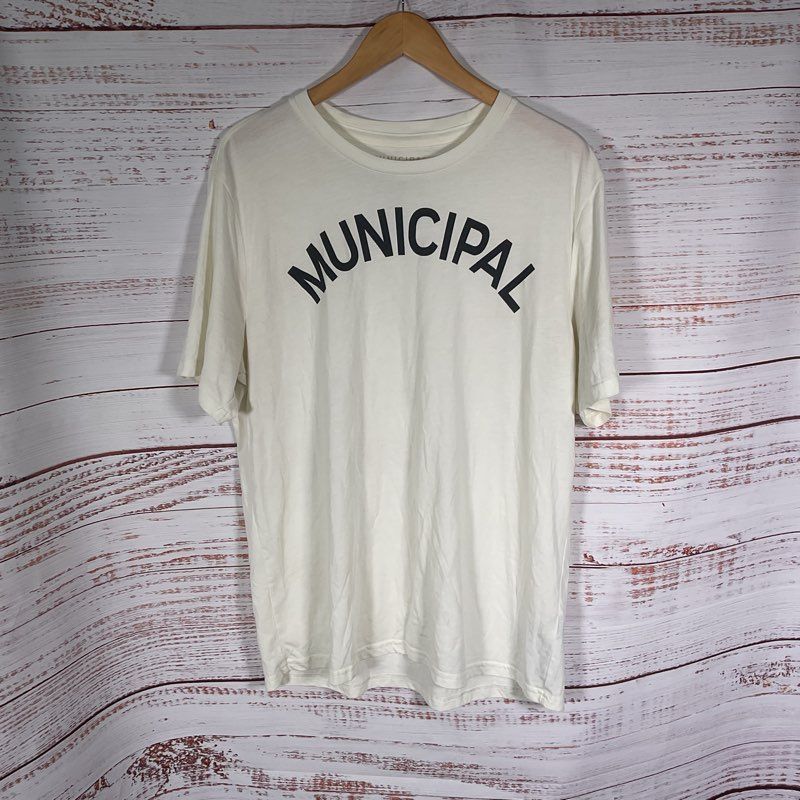 Municipal White Logo Print Short Sleeve Crewneck T-shirt - Size XL