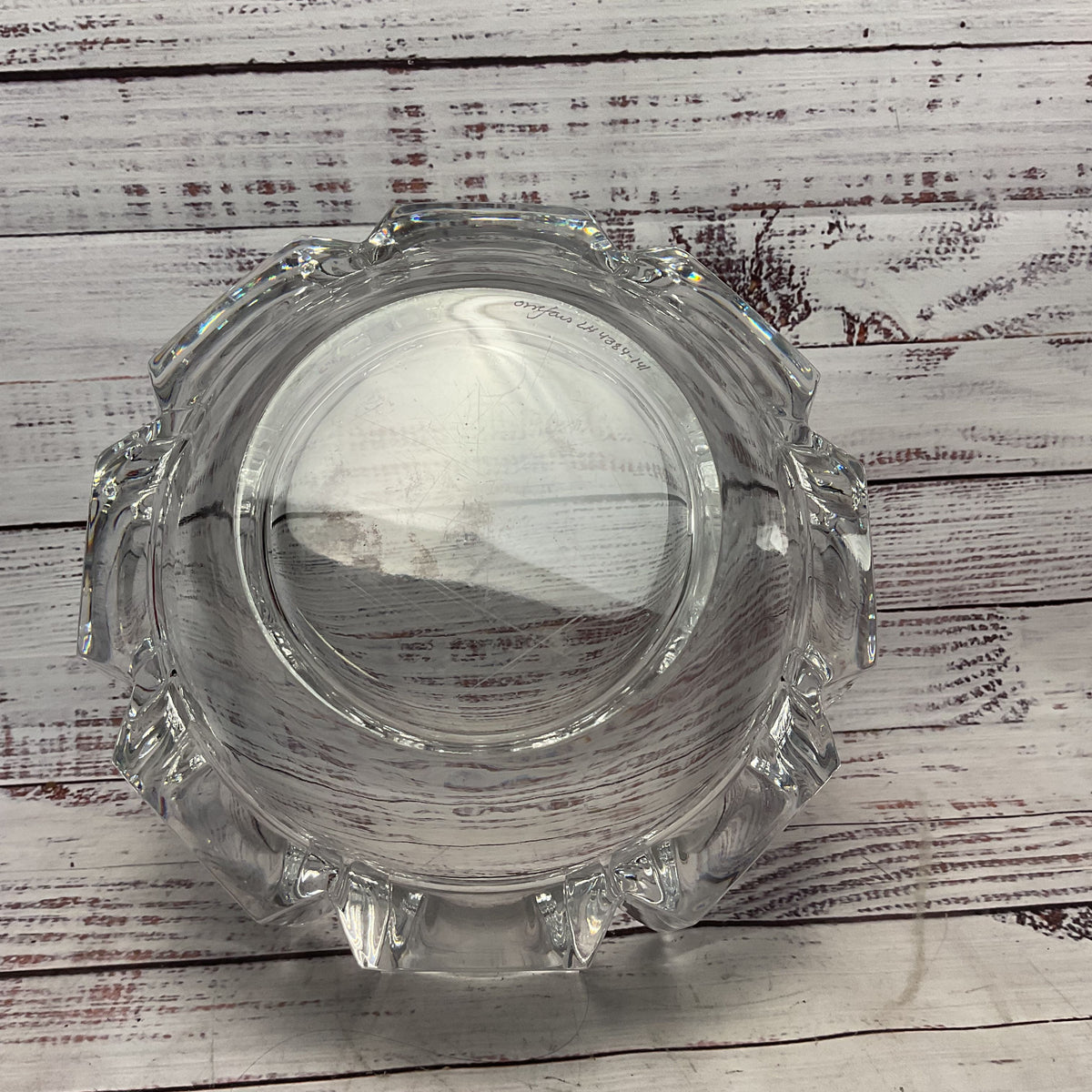 Orrefors Sweden Corona Clear Lead Crystal Glass Lars Hellsten Signed Bowl 9"x 5"