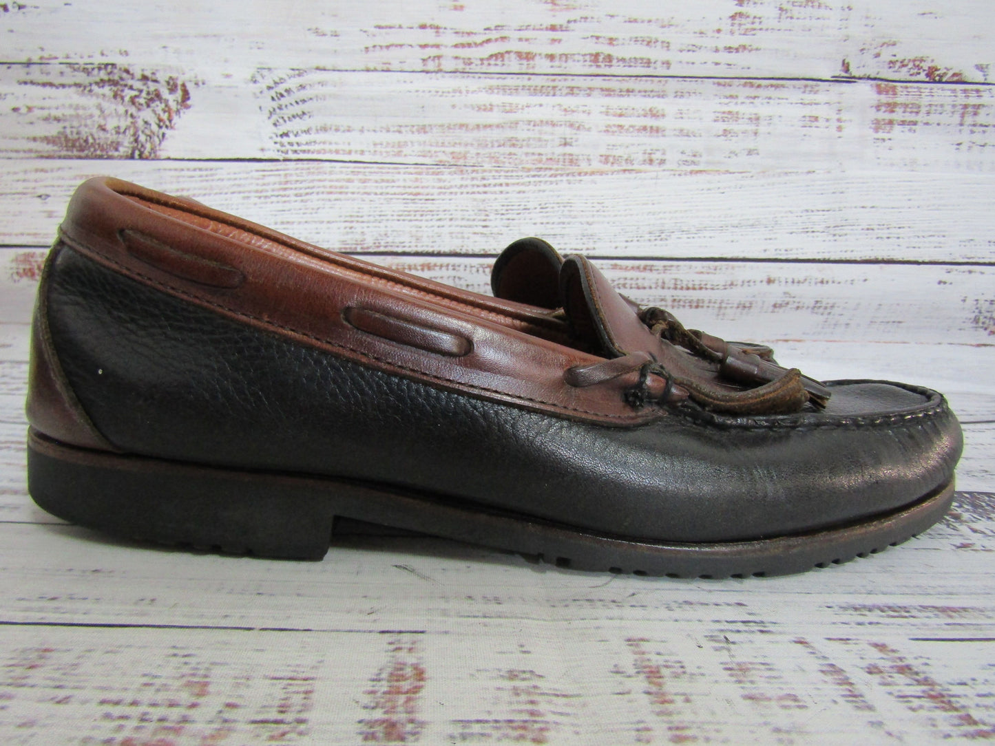 Allen Edmonds Nashua Men's Black Leather Kiltie Tassel Loafers Size 10