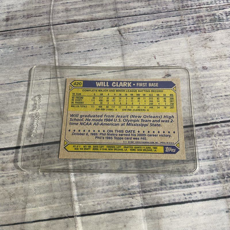 Vtg. Topps 1987 Will Clark #420 Ungraded Baseball Card Great Condition