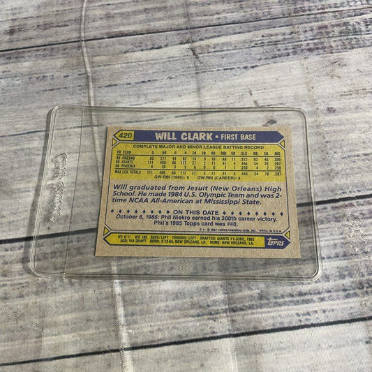 Vtg. Topps 1987 Will Clark #420 Ungraded Baseball Card Great Condition