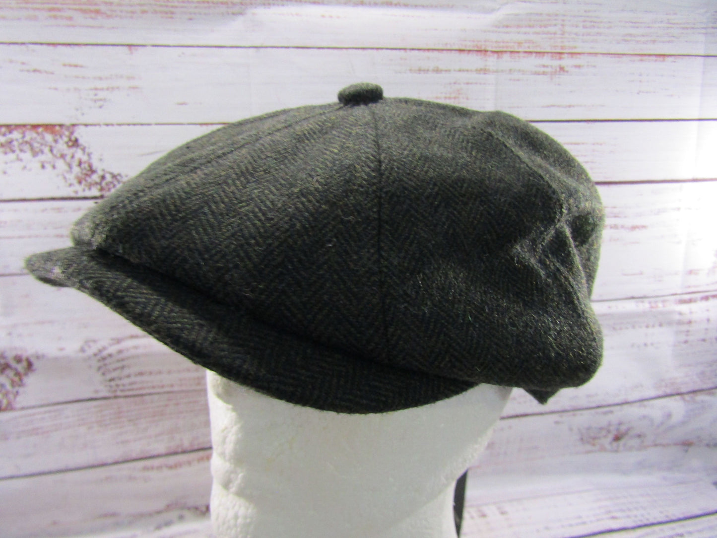 Ted Baker Olliii Men's Green Wool Blend Herringbone Baker Boy Cap Size S/M