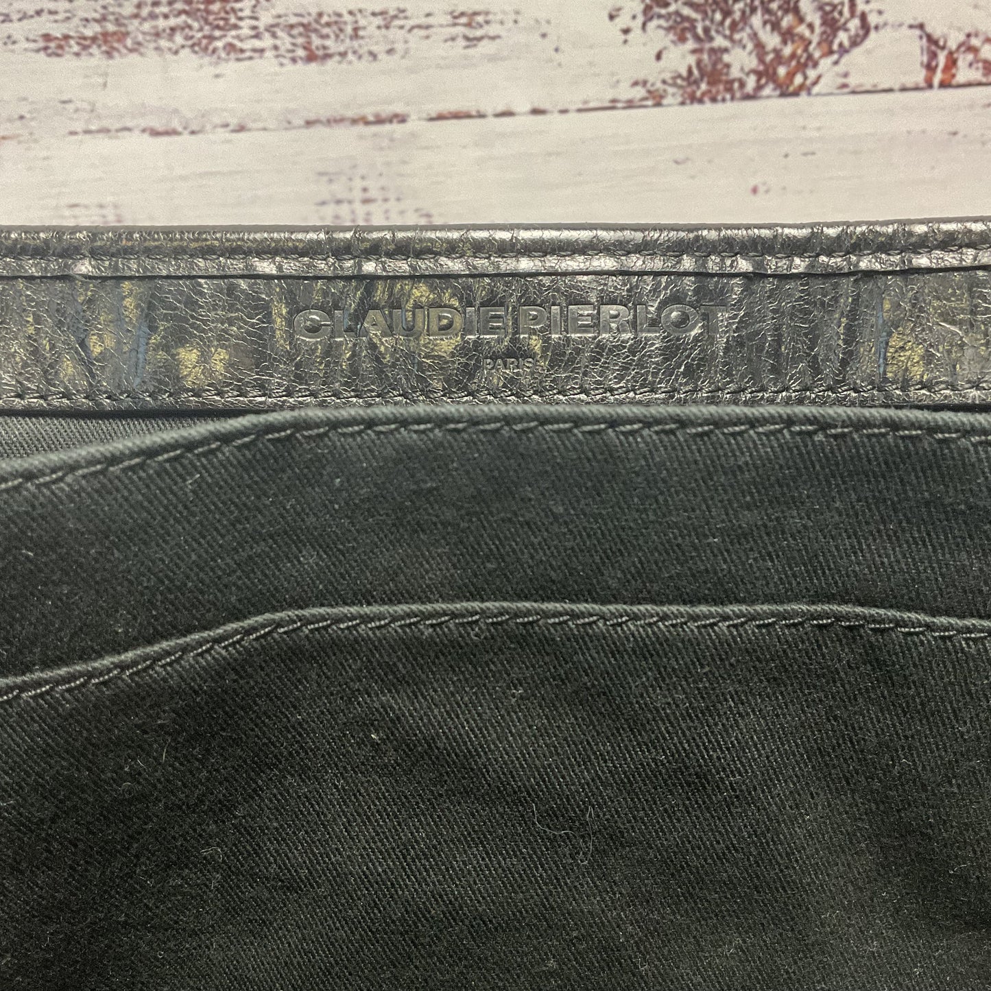 Claudie Pierlot Black Embroidered Chain Strap Shoulder Bag 10"x 8"x4"