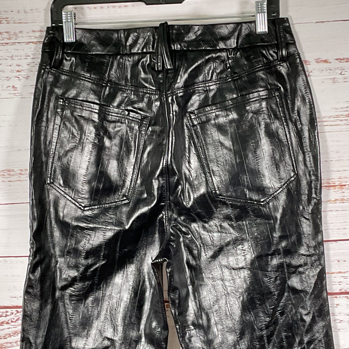 GOOD AMERICAN Women's Black Faux Textured Leather Pants- SZ 8/29