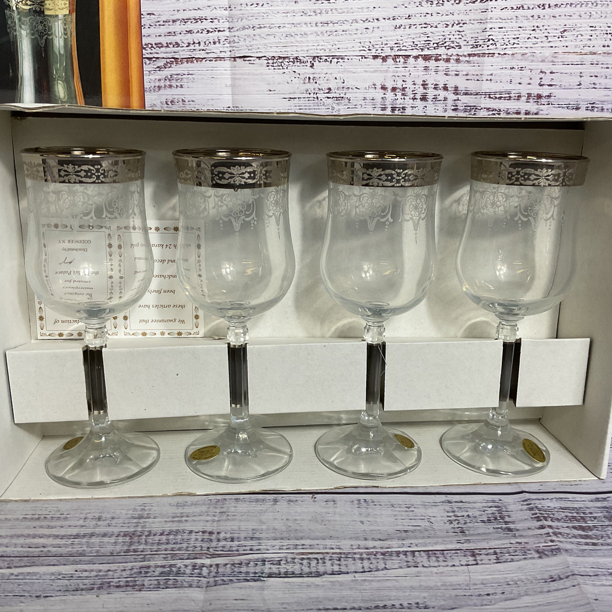 NOB MEDICI 24k Goblet Wine Glassware- 4pc.