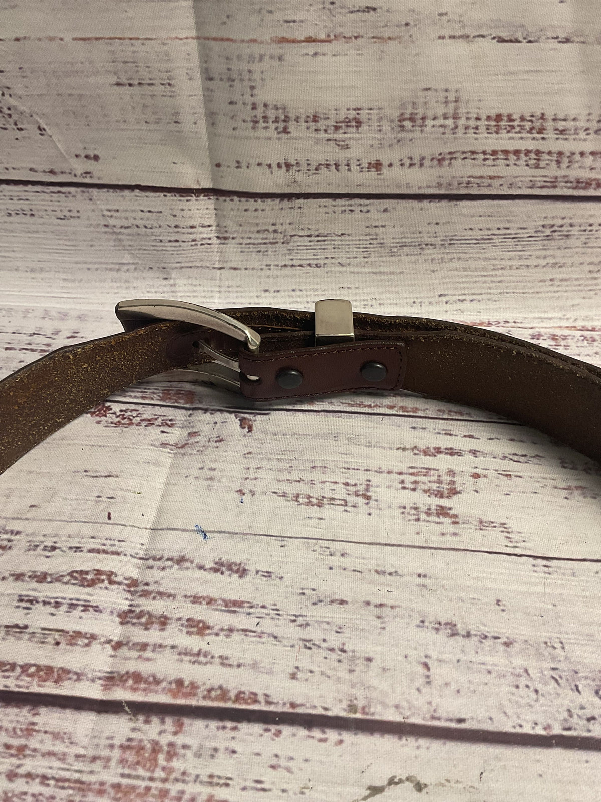 Onyx by Brighton Brown Leather Beaded Belt - Size 38
