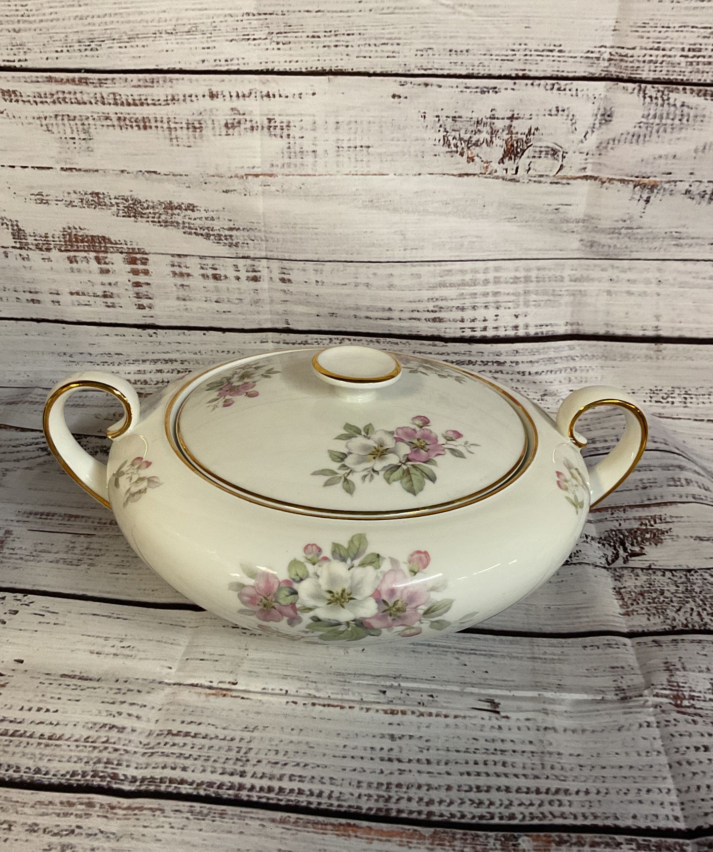 Vintage Tirschenreuth Bavaria Apple Blossom Porcelain Soup Tureen Germany
