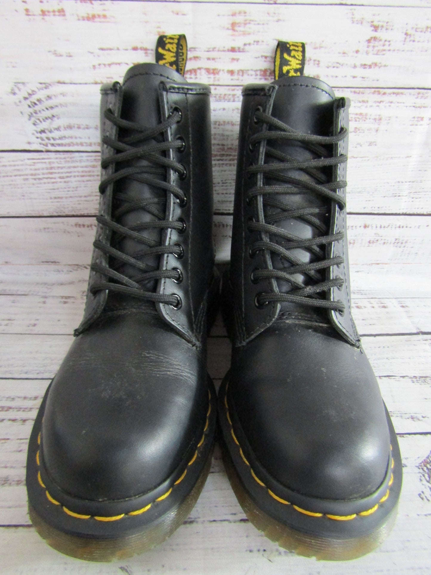 Dr. Martens Women's Black Leather Work Boots Size 6