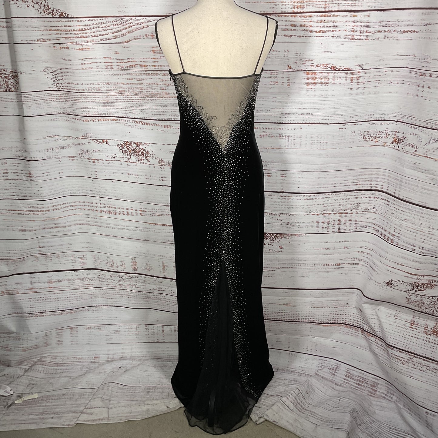 Dave & Johnny by Laura Ryner Black Velvet Beaded Mesh Dress - Size 7/8
