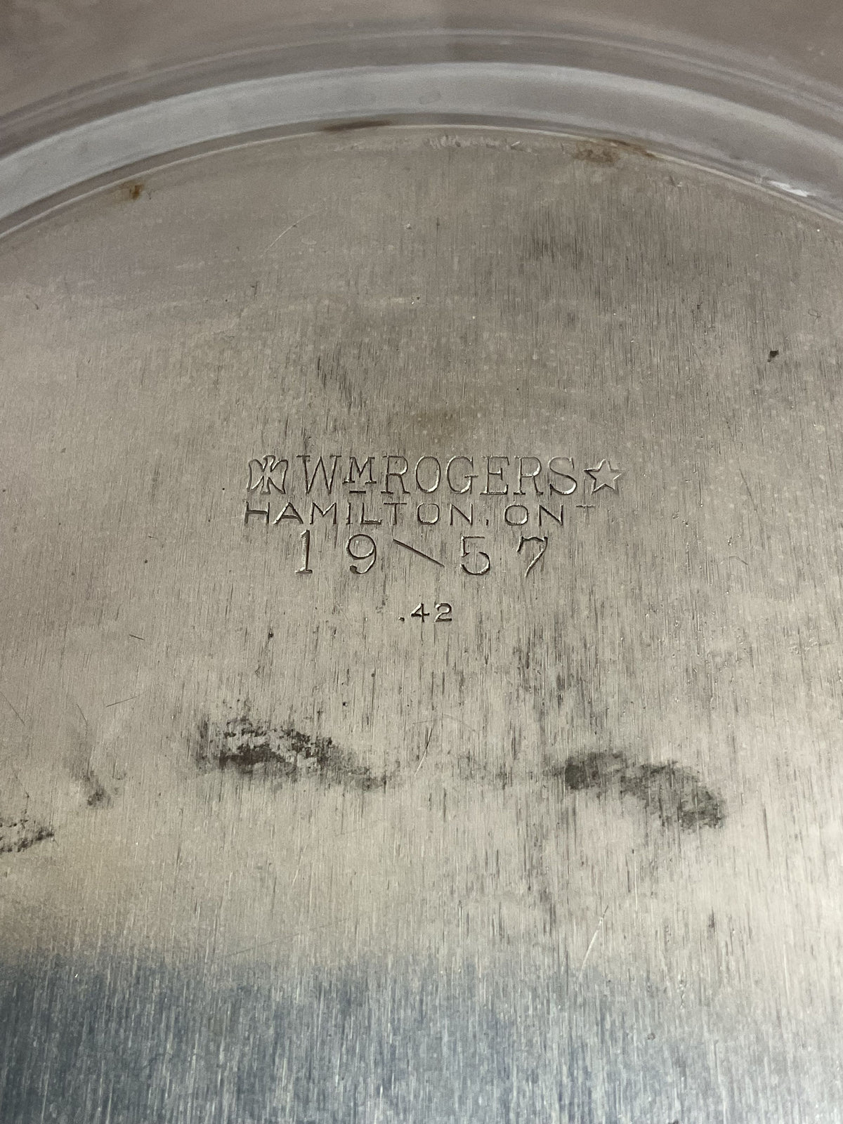 Vintage WM Rogers Silverplated 11" Engraved Tray