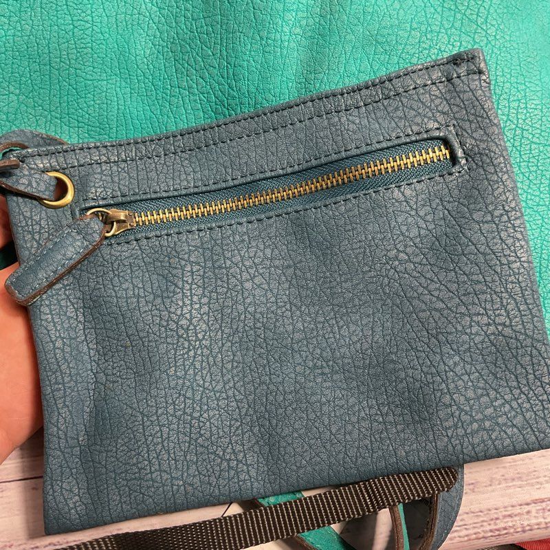 NWT Free People Blue/Green Vegan Leather Reversible ToteBag Purse
