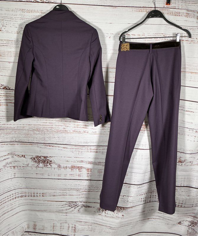 Women's Jenni Kayne Purple Wool Pant Suit with belt Size 2