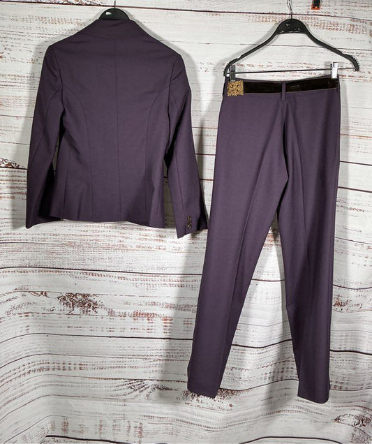 Women's Jenni Kayne Purple Wool Pant Suit with belt Size 2
