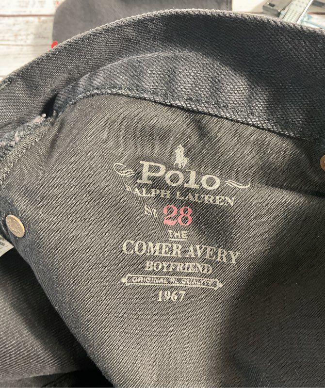 Polo Ralph Lauren Rope Dyed Avery Boyfriend Black Beaded Aztec Jeans Women's 28