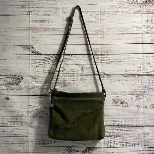 Margot New York Green Suede Crossbody Shoulder Bag Purse
