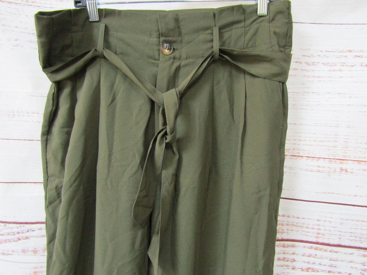 Madewell Women's Green Drapey Paperbag Pants Size 12 L0375