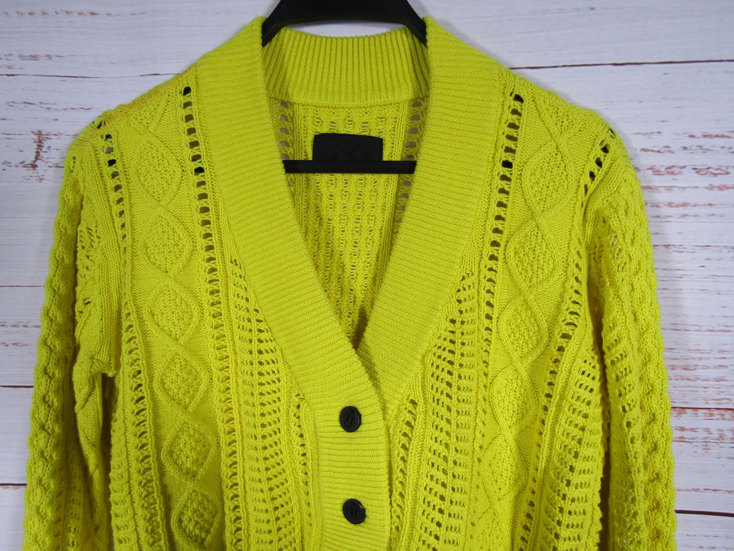 RTA Hunter Women's Yellow Knit Cotton Cardigan Sweater Size XS