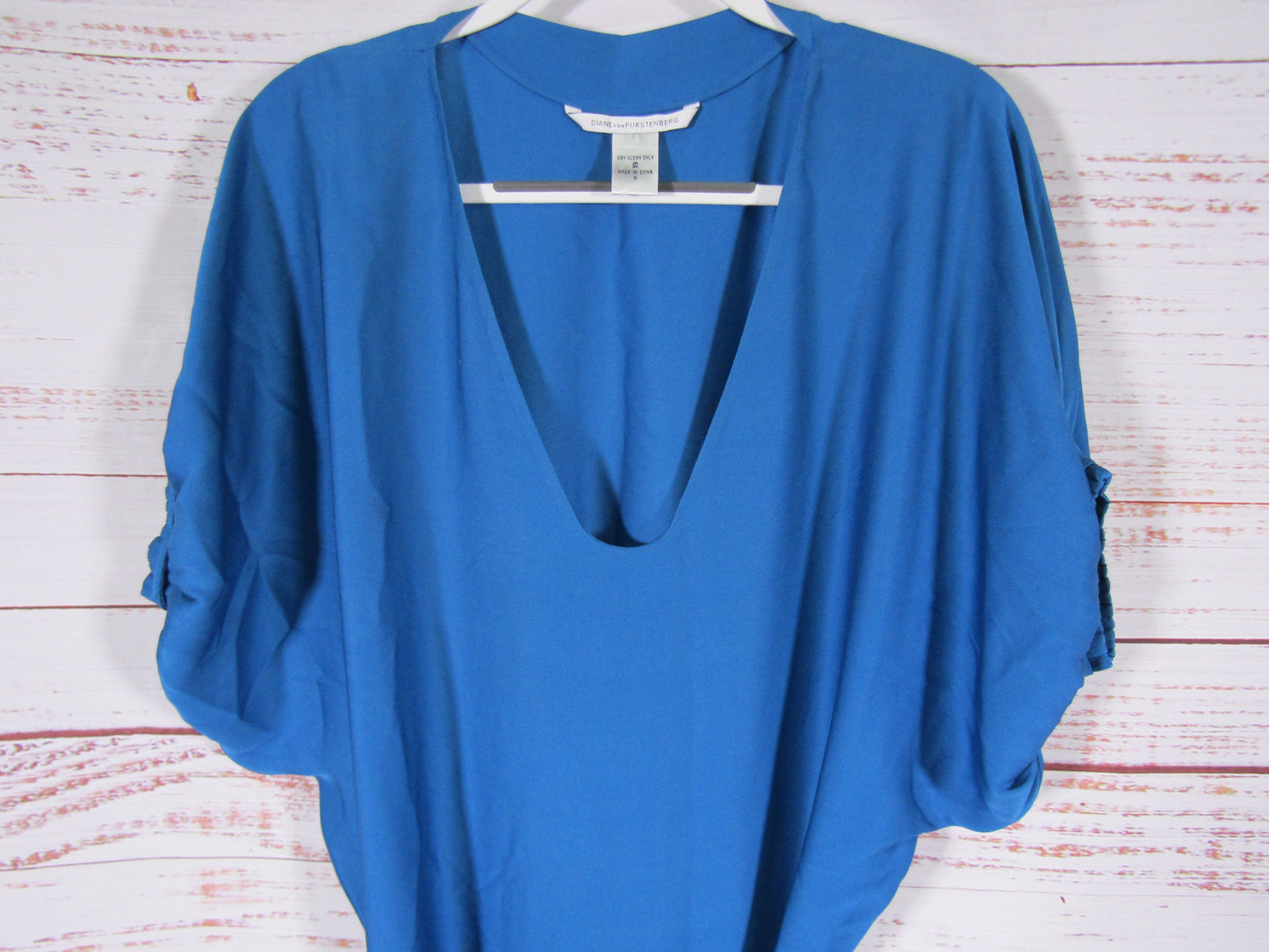 Diane von Furstenberg Edna Women's Two-Tone Blue Silk Blend Dress Size 0