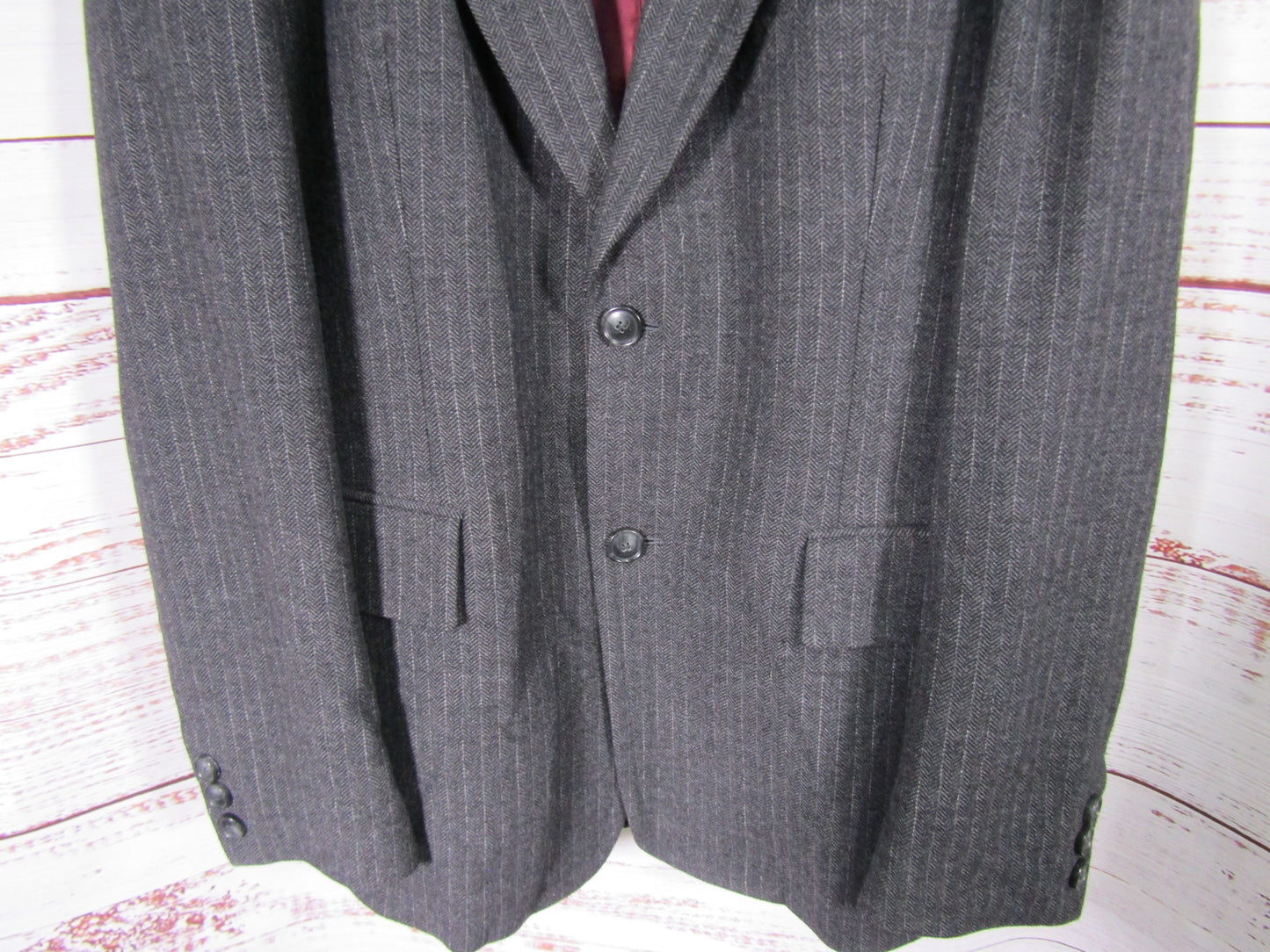 Hugo Boss Men's Gray Wool Blend Herringbone Blazer Jacket Size 42R