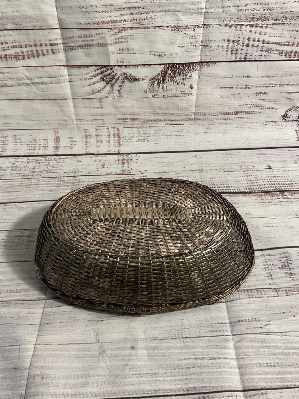 Vintage French Bakery Wire Bread Basket Tight Woven Silver Plate 10.5"x 7.5"