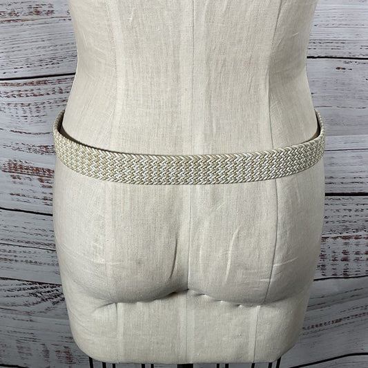 Martin Dingman Woven Elastic Leather Brushed Nickel Buckle Western Belt 38/95