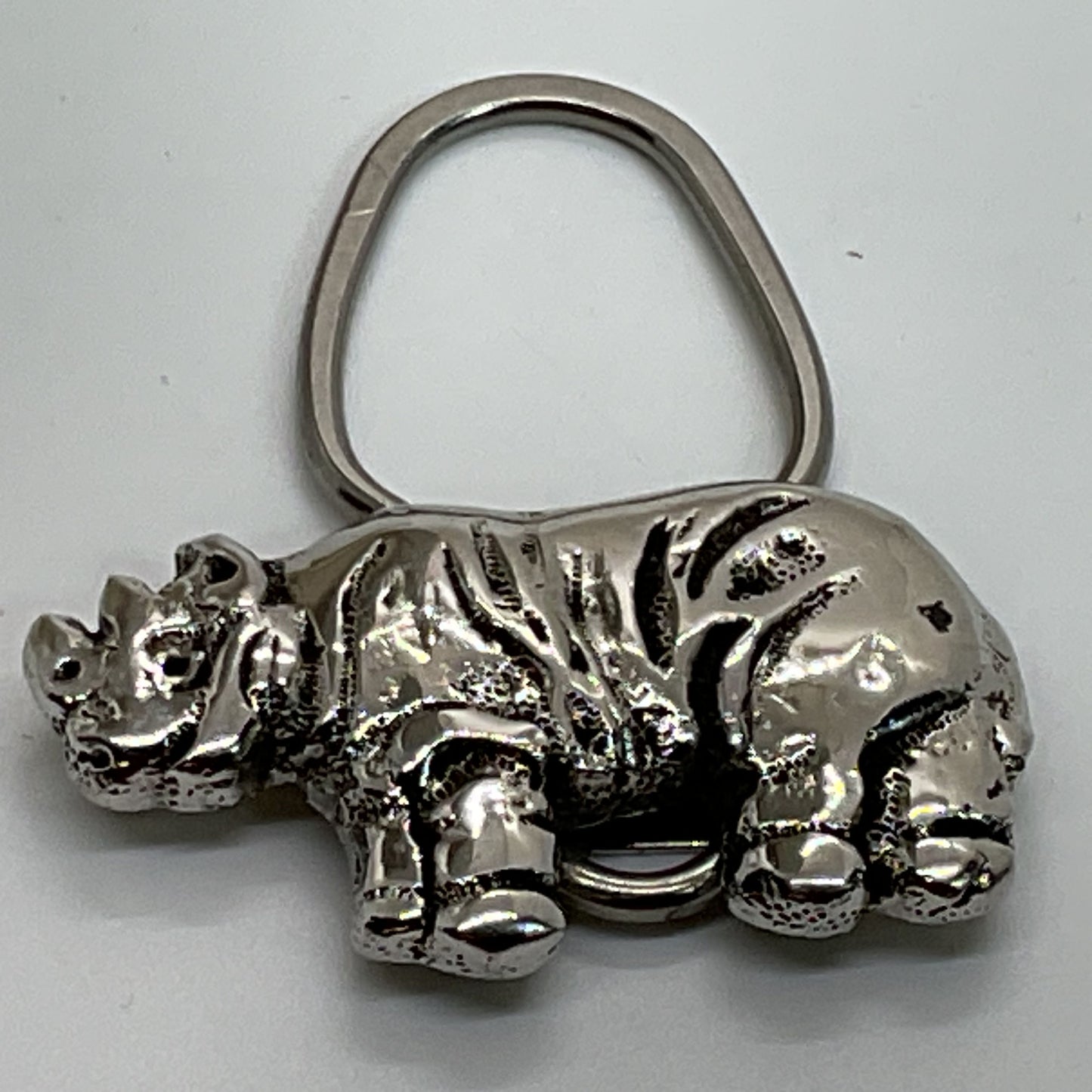 VTG. TORTOLANI 2" Silver Tone Rhino Key Ring