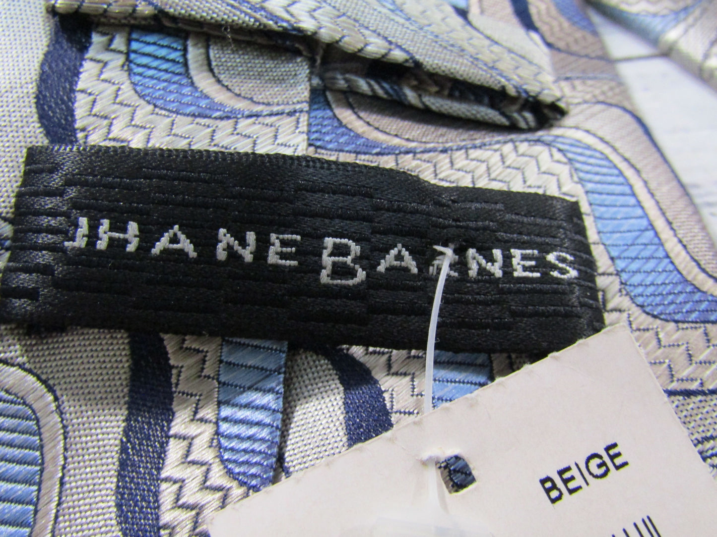 Jhane Barnes Men's Gray & Blue Abstract Wave Pattern Silk Tie