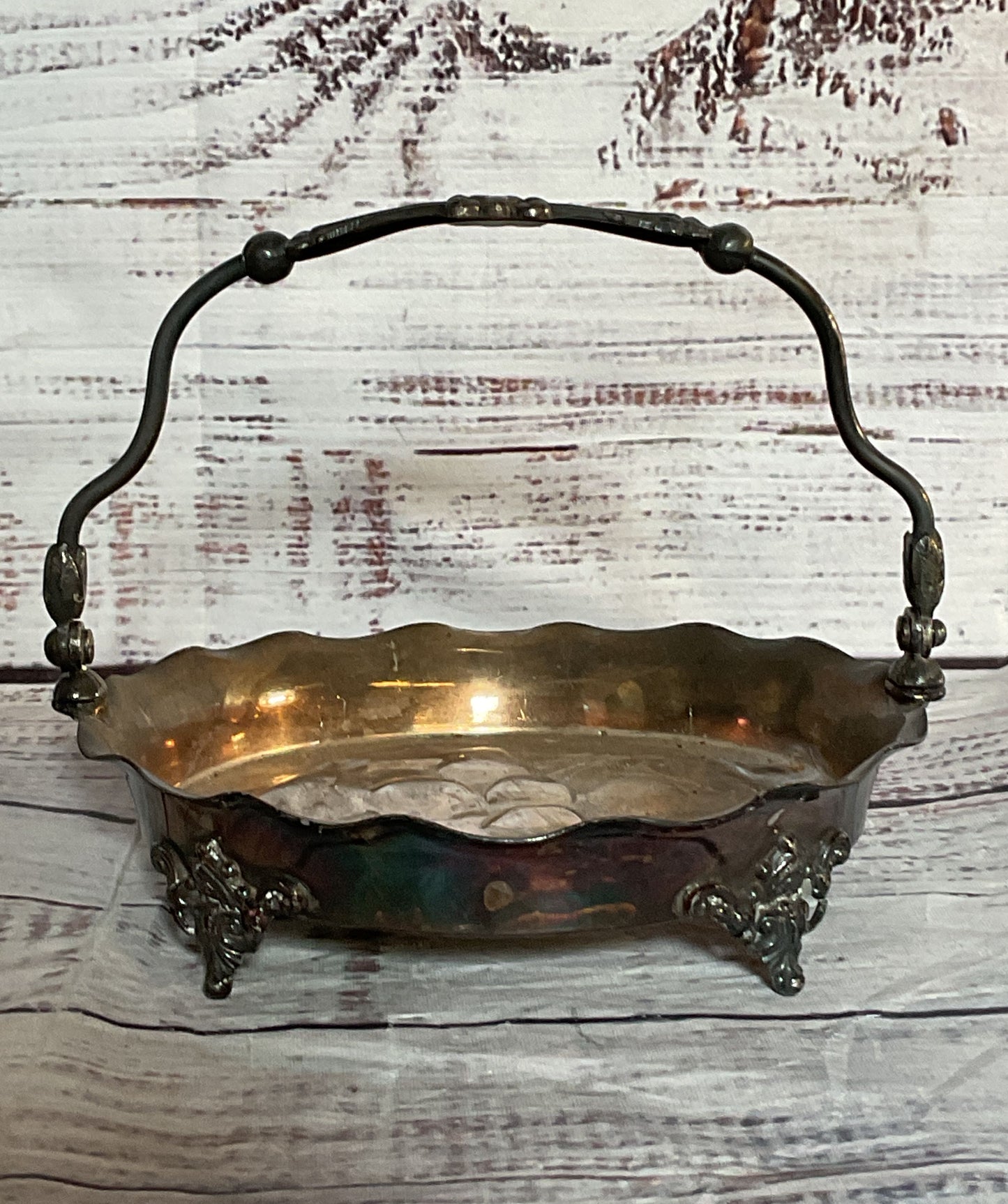 Barbour Silver Co Vintage Handled Candy Dish Quadruple Silverplate