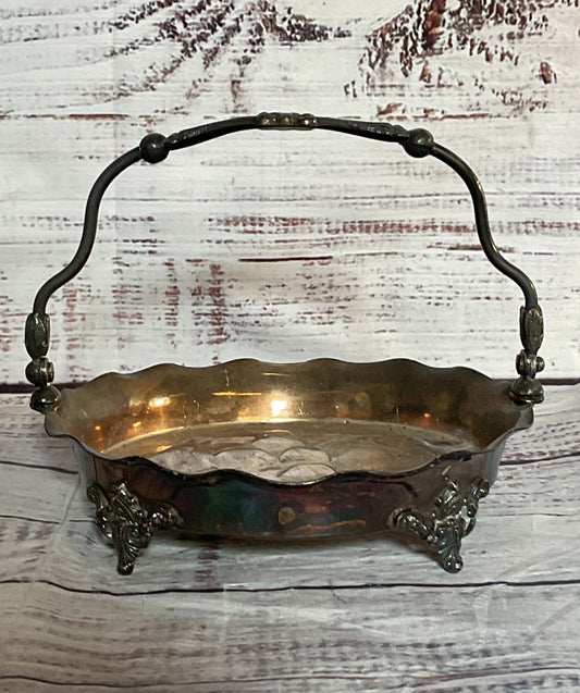 Barbour Silver Co Vintage Handled Candy Dish Quadruple Silverplate