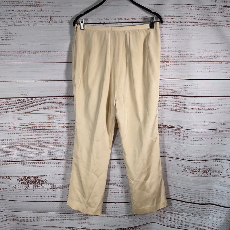 Lafayette 148 Cream Silk Blend Side Closure Pants - Size 12