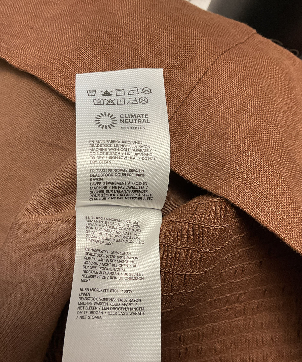 Reformation Malika Brown Linen Back Tie Side Zip Top - Size 8