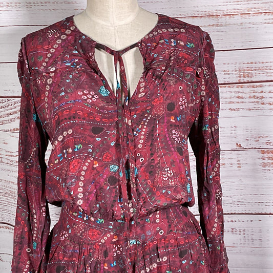 ZADIG & VOLTAIRE Women's Burgundy Elastic Waist Dress- SZ M