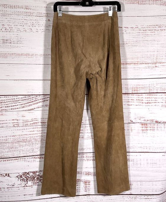 Armani Collezioni Calf Leather Suede Chevron Pants Tan 40