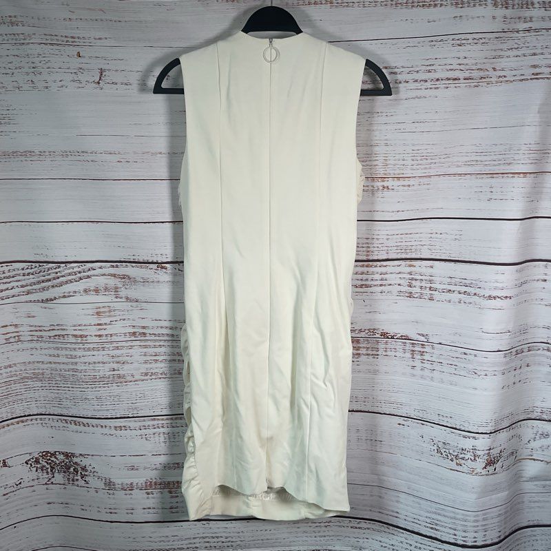 Akris Punto Cream Ruched Front Sleeveless Cocktail Dress - Size 8