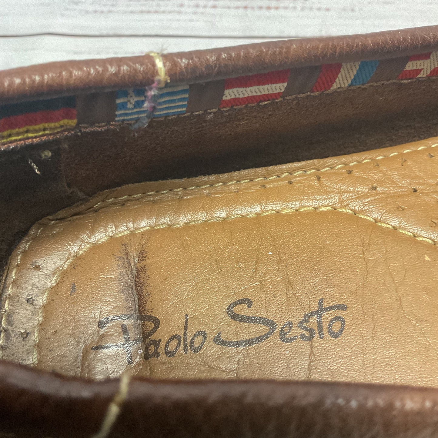 Paolo Sesto Brown Leather Slip On Loafer Casual Shoe Men Size 11
