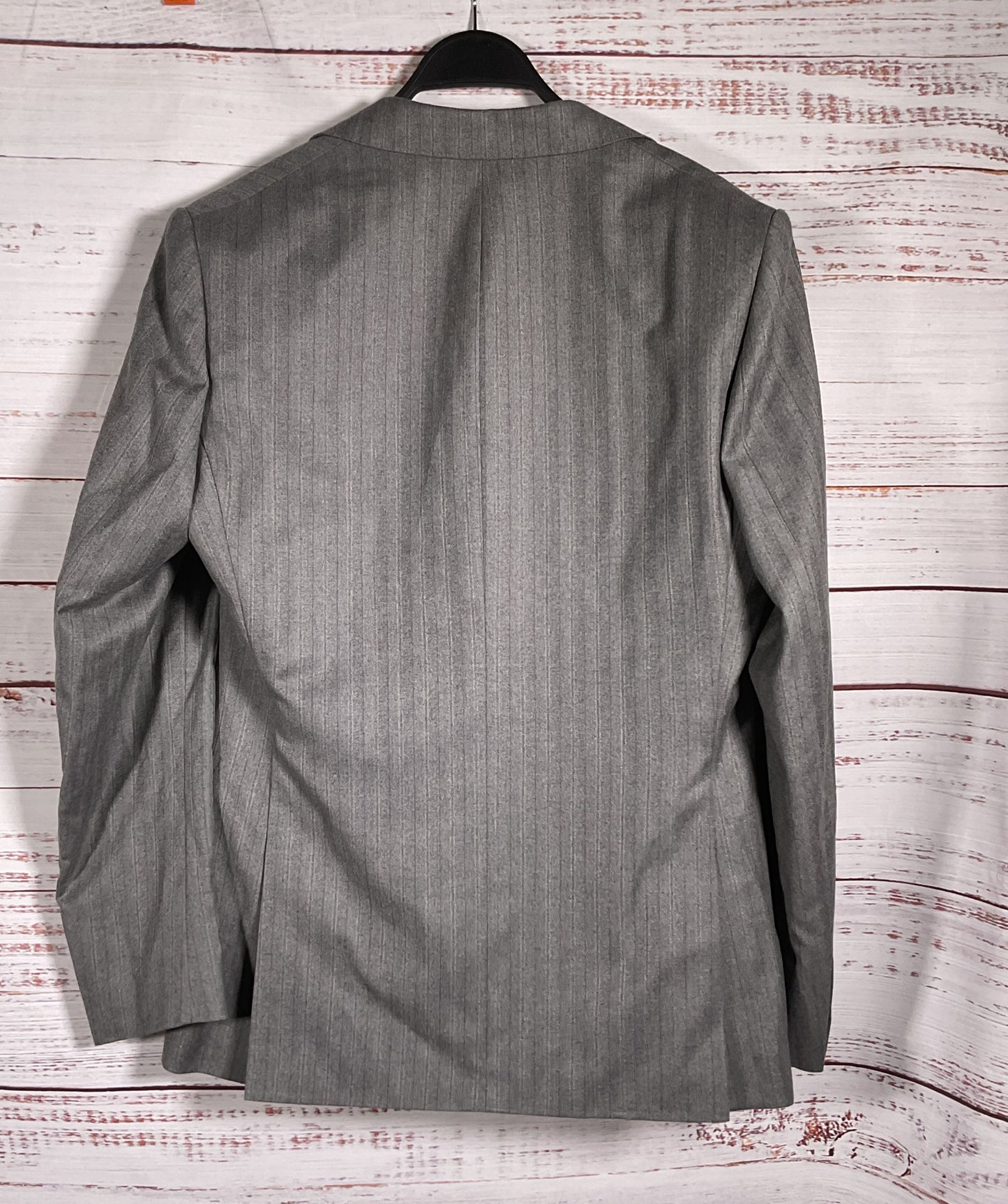 Banana Republic Pinstripe Wool 3 Piece Suit Gray 40L Blazer 33-34 Pants