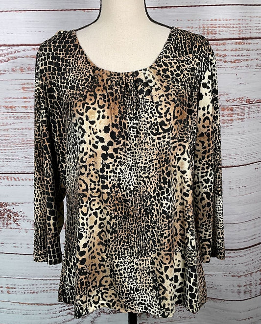 Chico's Lizzie 3/4 Sleeve Top Animal Craze Bliss 2