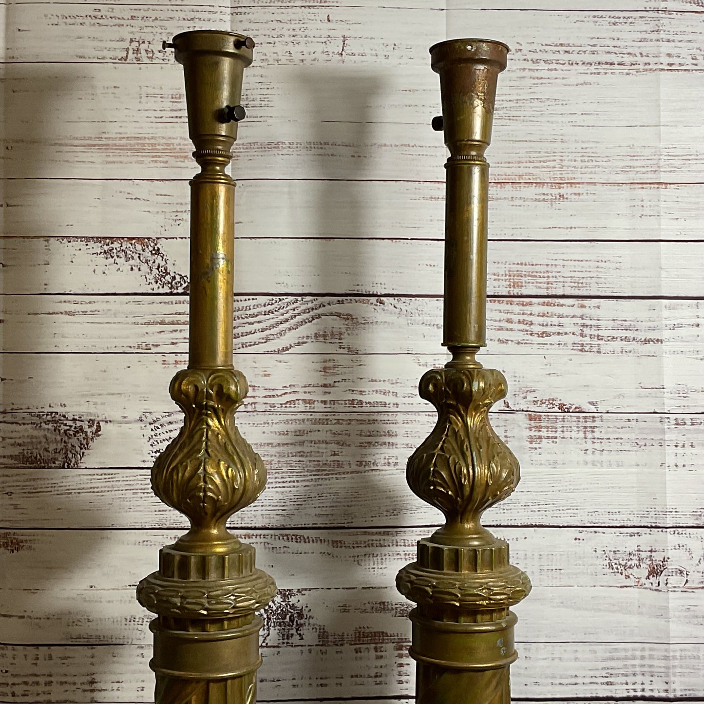 VTG./ANTIQUE Iron & Brass Column Tall Lamps (WORK GREAT- NO SHADES) AS-IS