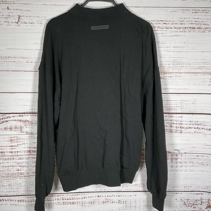 FEAR OF GOD Essentials Men's Black Pullover Polo Sweatshirt- SZ S