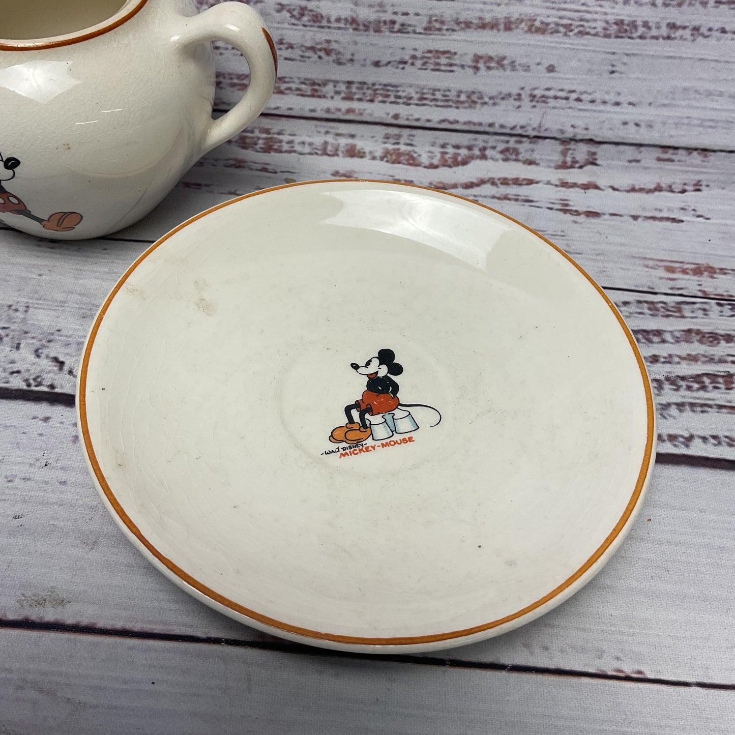 Walt Disney S.C Company Patriot China Minnie Mickey Mouse Plate And Sugar Bowl