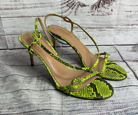 Aquazurra Leather Serpentine Python Sandals Green 39.5