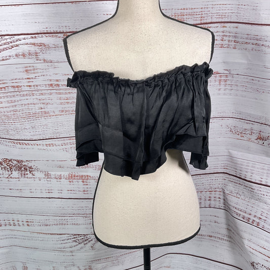 Steele Mila Tiered Ruffled Fabric Black Crop Top - Size XS New W/ Tags
