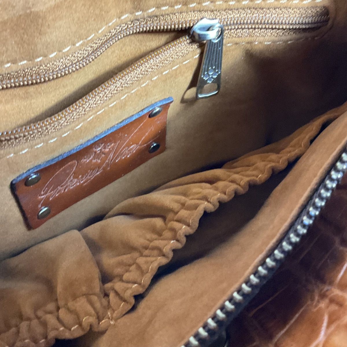PATRICIA NASH Women's Brown Leather Crocodile Embossed Crossbody Bag