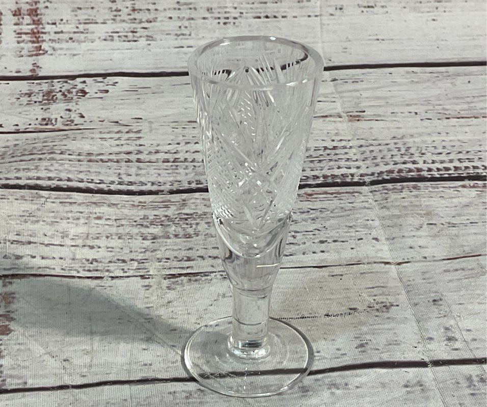Vintage Cut Crystal 3.5" Set of 4 Sherry Port Shot Glasses Clear