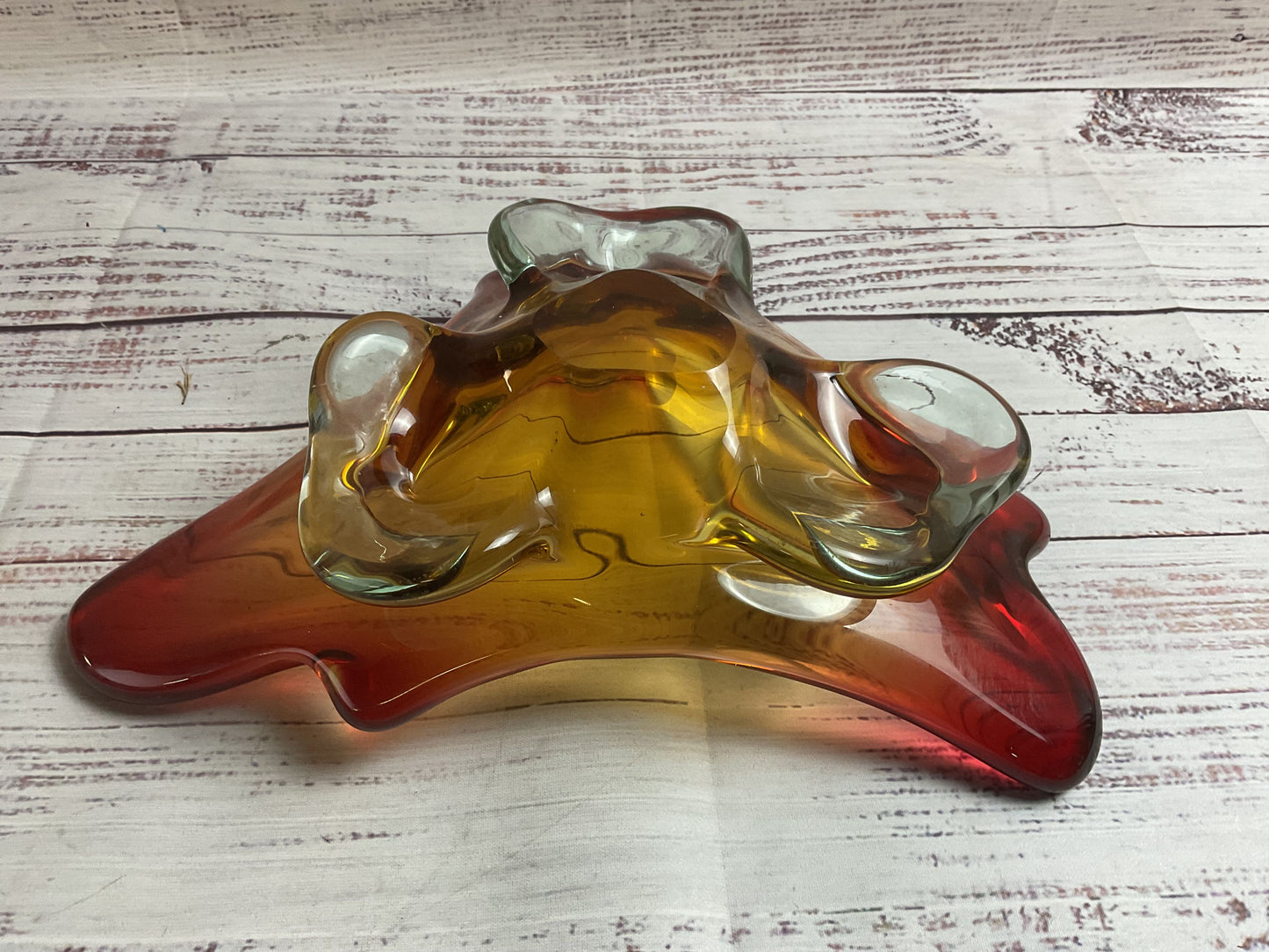 Amber Gradient Tri Tip Glass Art Bowl