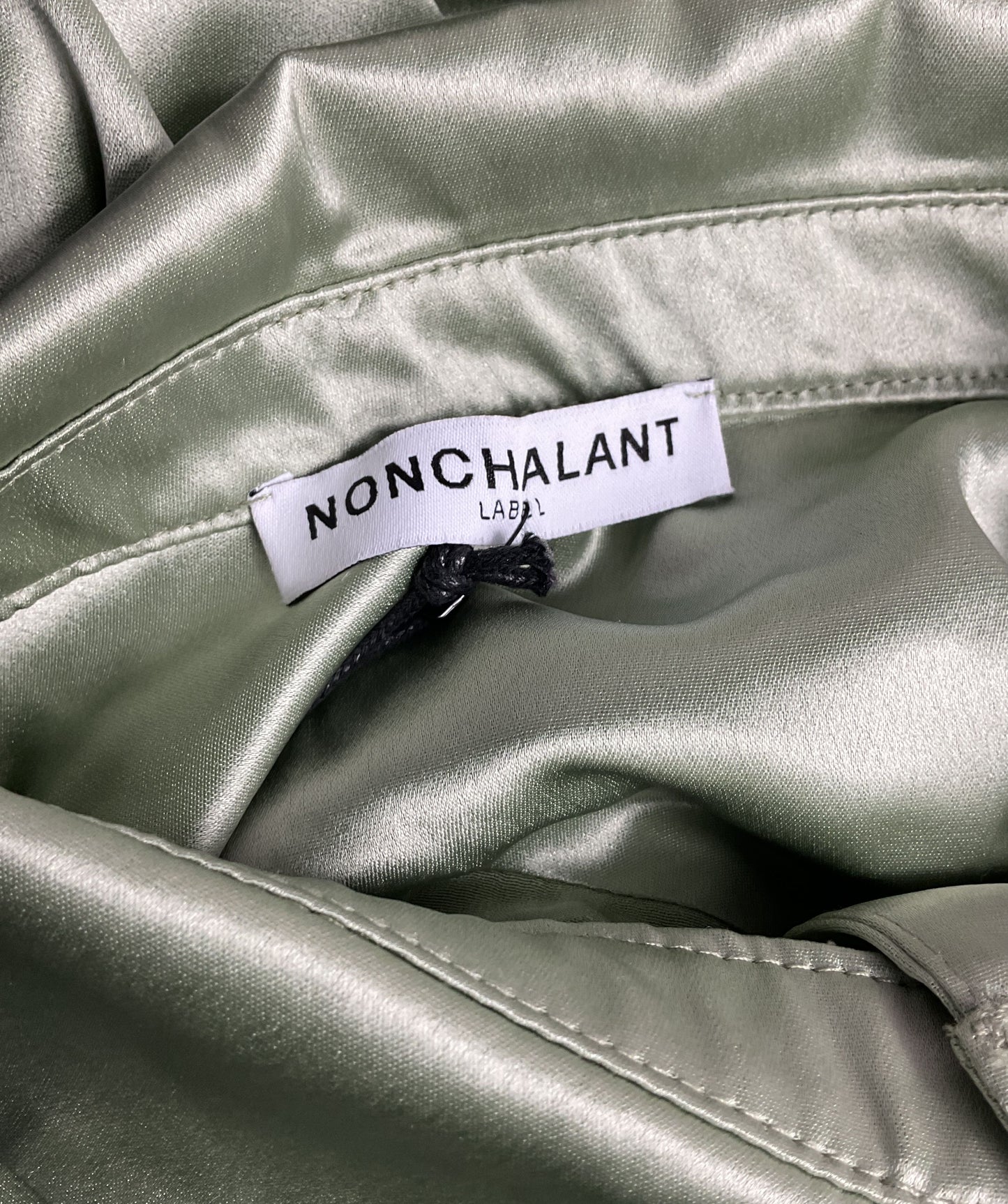 Nonchalant Iris Satin Crop Button Down Top Green XL