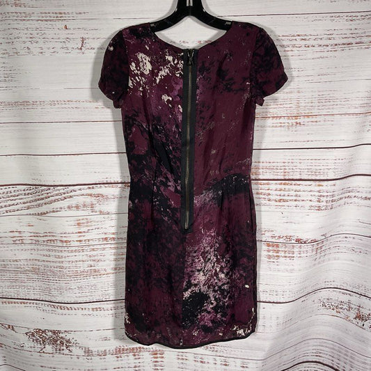 Rag & Bone Leonard Purple Abstract Print Silk Short Sleeve Mini Dress Size 2