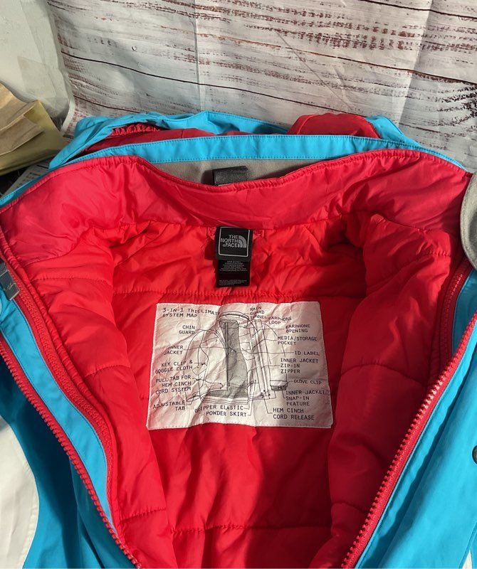 The North Face Blue Tri-Climate Jacket HyVent Hooded Parka Girls 14/16 Large