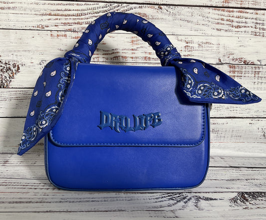 Drillife Drilly Women's Blue Faux Leather Bandana Handbag
